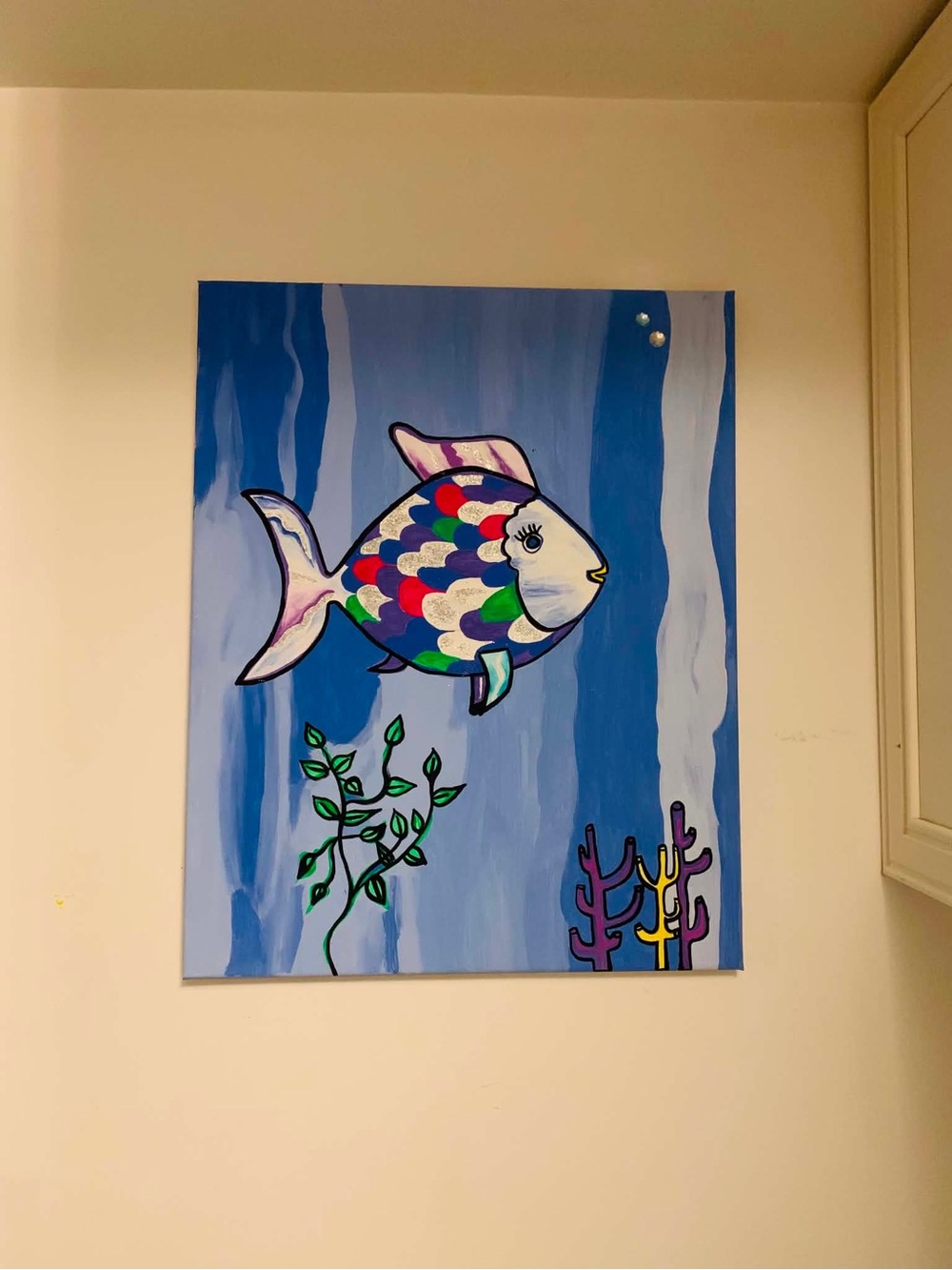 Hand-Painted Blue Fish "Arc-en-ciel" 🩵